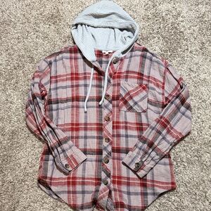 Maurice’s Button Down Flannel with waffle knit hood
